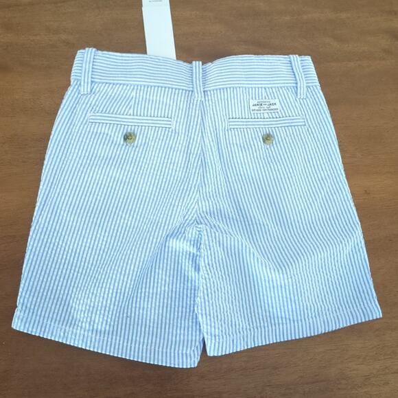 Janie and Jack Boys Striped Seersucker Short Size4 Atlantic blue stripe NEW WT - Picture 4 of 5